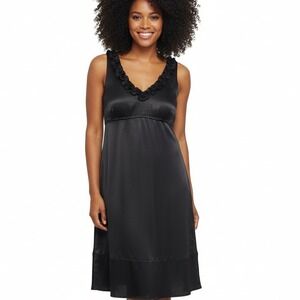 T Tahari Black Silk Ruffle‎ Trim Babydoll Tank Dress Womens 6 Classiccore Preppy